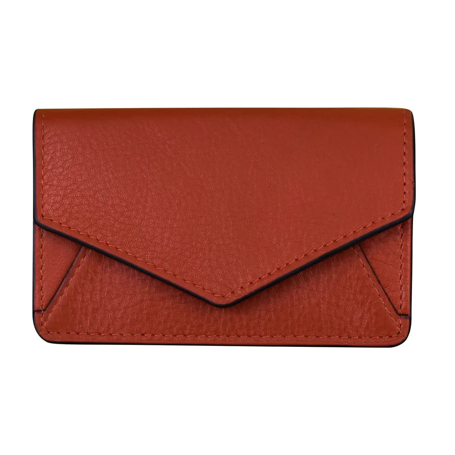 ili New York RFID Leather Envelope Business Card Holder Red Black