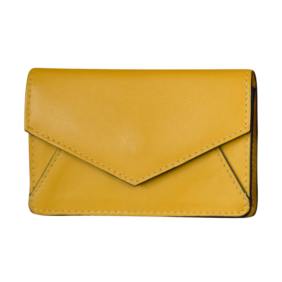 ili New York RFID Leather Envelope Business Card Holder Yellow Navy