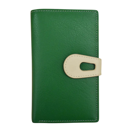 ili New York RFID Leather Midi Wallet with Cut Out Tab- 7817 Emerald Stone