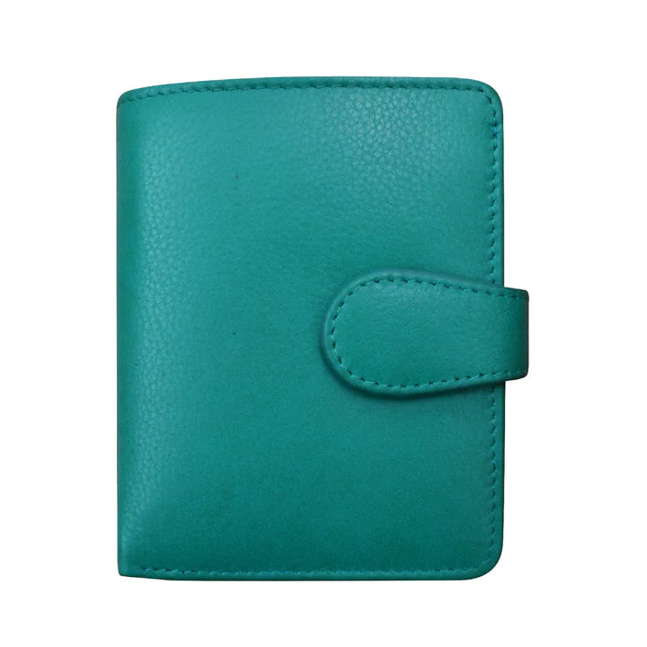 ili New York Leather RFID Small Euro Wallet- 7822 Aqua