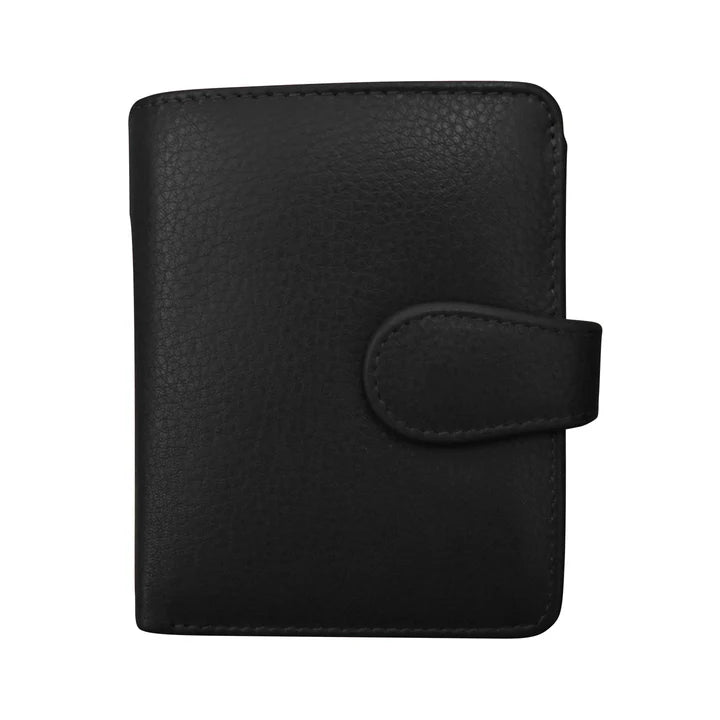 ili New York Leather RFID Small Euro Wallet- 7822 Black