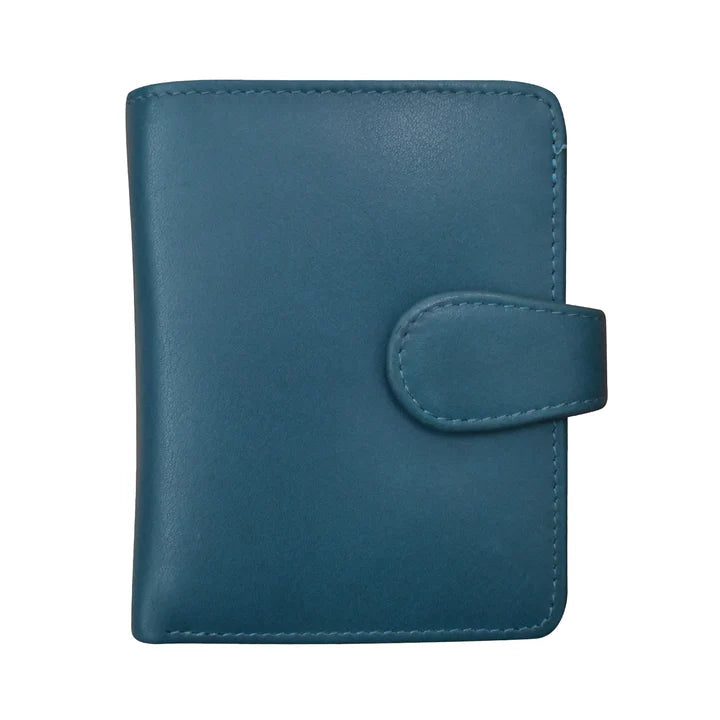 ili New York Leather RFID Small Euro Wallet- 7822 Jeans Blue