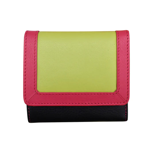 ili New York - Leather RFID blocking Tri-Fold Mini Wallet- 7824 Black Brights