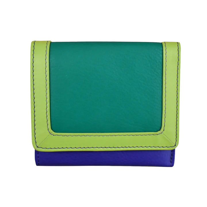 ili New York - Leather RFID blocking Tri-Fold Mini Wallet- 7824 Cool Tropics