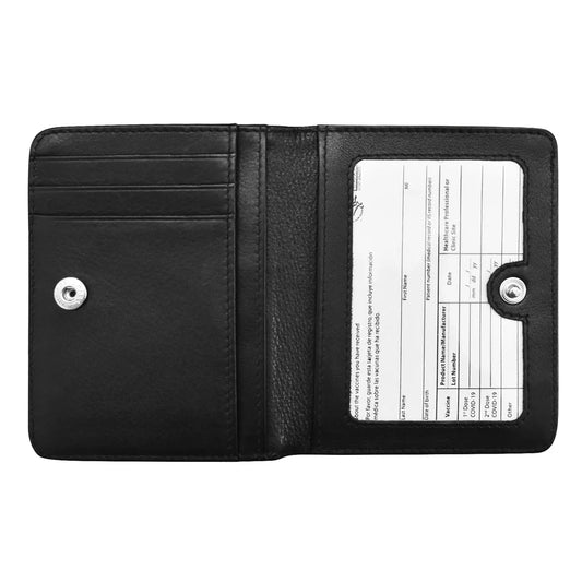 ili New York Leather RFID Euro Size Wallet/Vaccine Card Holder- 7840 Black