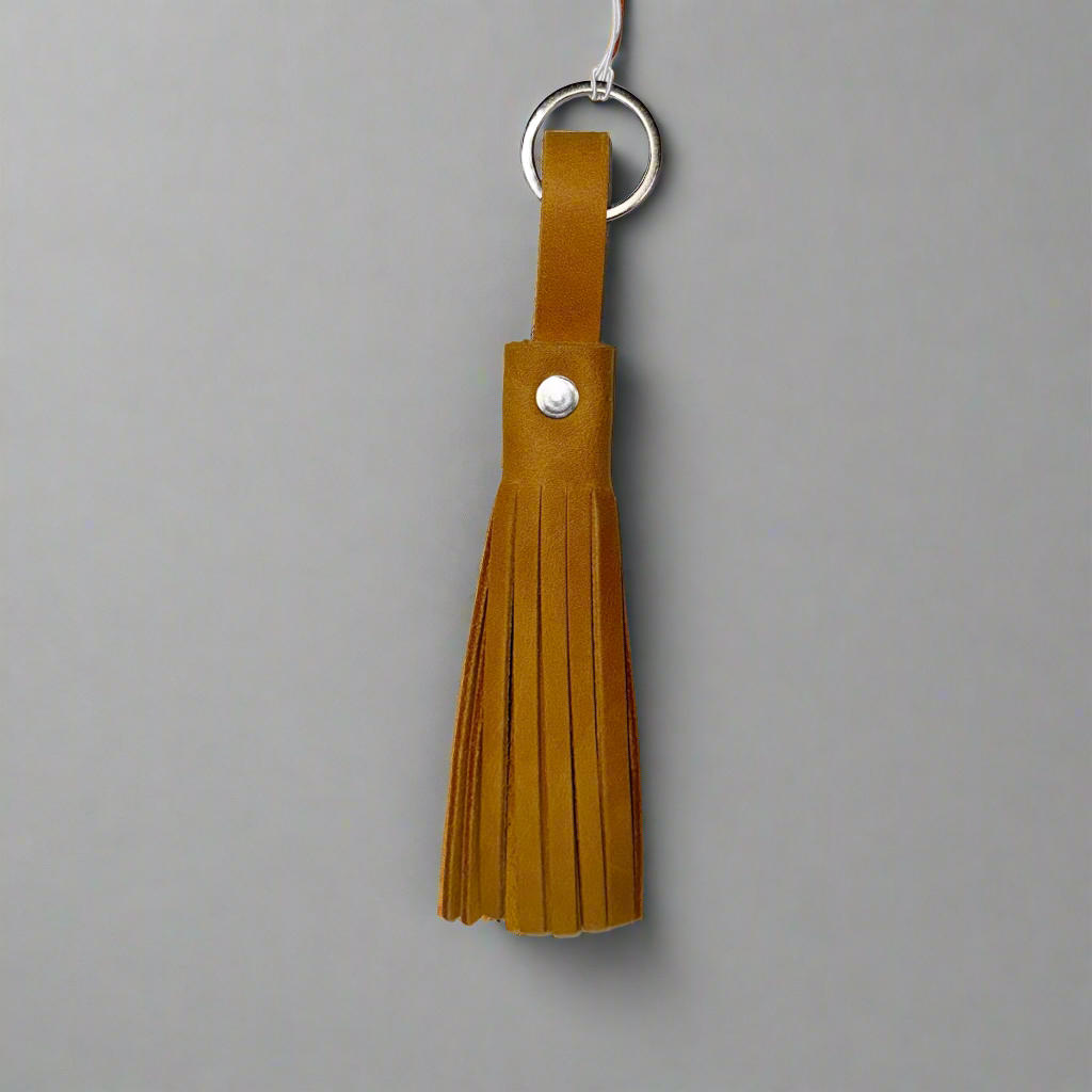 Genuine Leather Tassel Keychain/Bag Charm Yellow