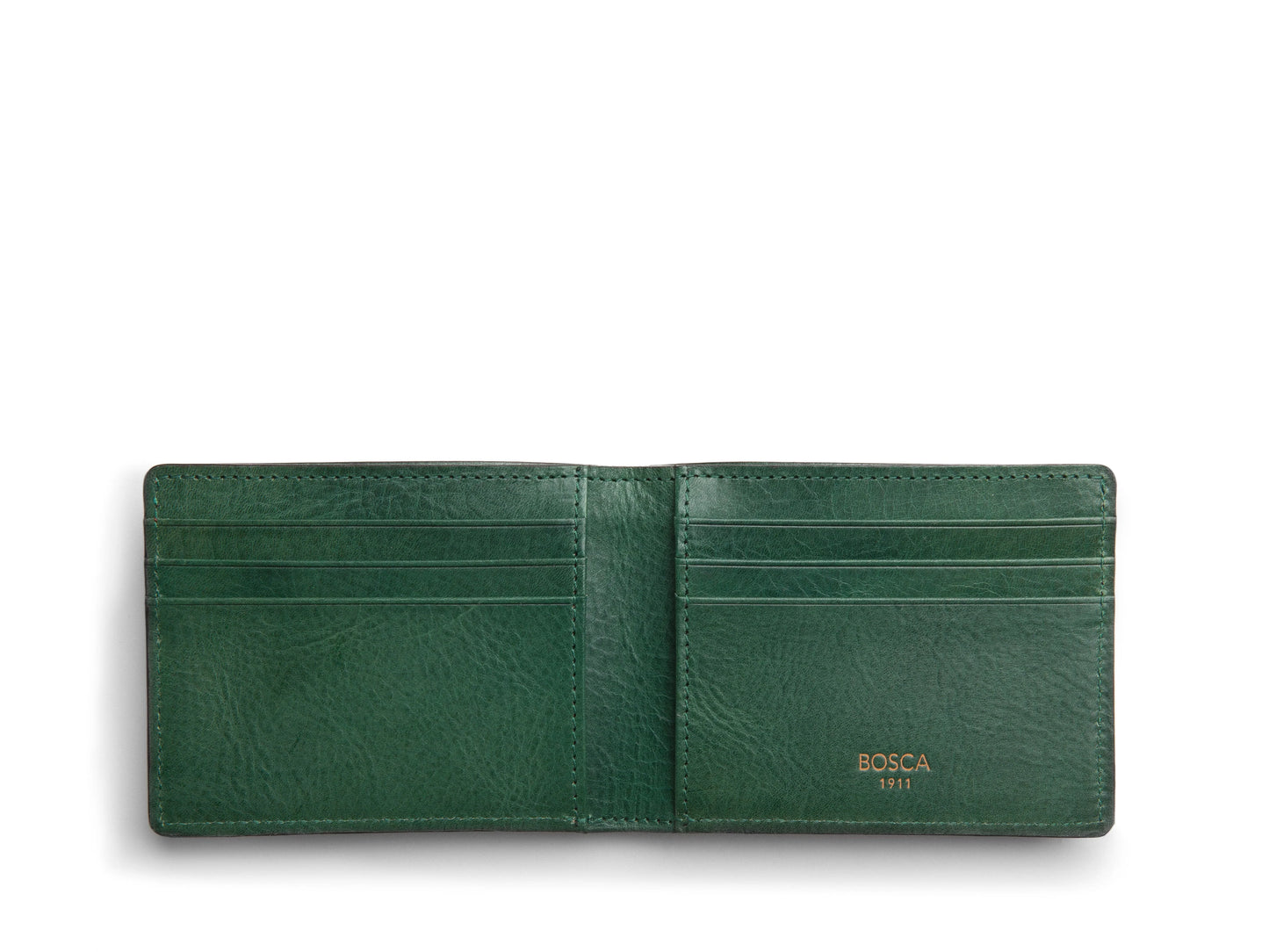 BOSCA DOLCE CONTRAST Leather Small Bifold Wallet Dark Brown Green