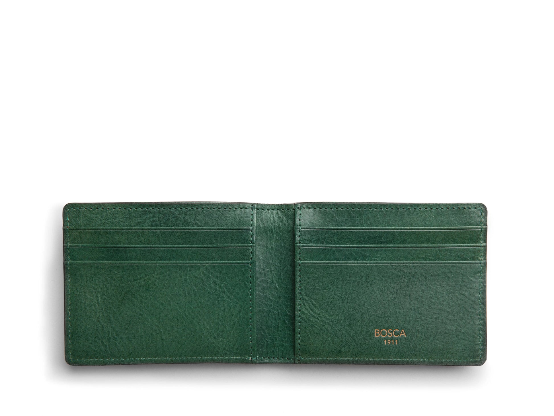 BOSCA DOLCE CONTRAST Leather Small Bifold Wallet Dark Brown Green