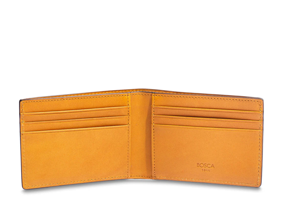 BOSCA BRITAN Italo Small RFID Leather Bifold Wallet Tan