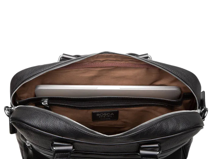 Bosca Leather Monfrini Single Gusset Stringer Briefcase