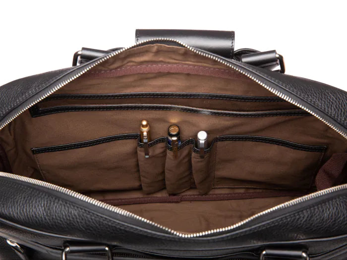 Bosca Leather Monfrini Single Gusset Stringer Briefcase