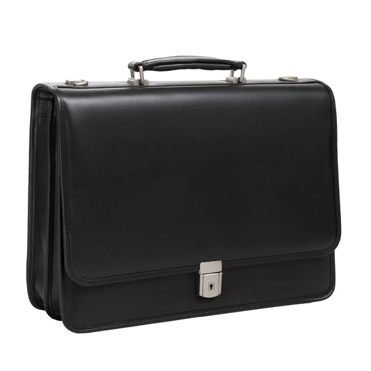 McKleinUSA LEXINGTON | 15" Leather Flap Over Laptop Briefcase Black