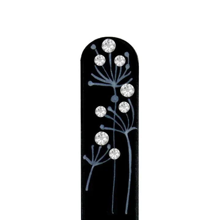 Czech Swarovski Crystal Nail File - Size Medium- Pen Drawing Collection Pen Drawing - Black with Swarovski Crystals