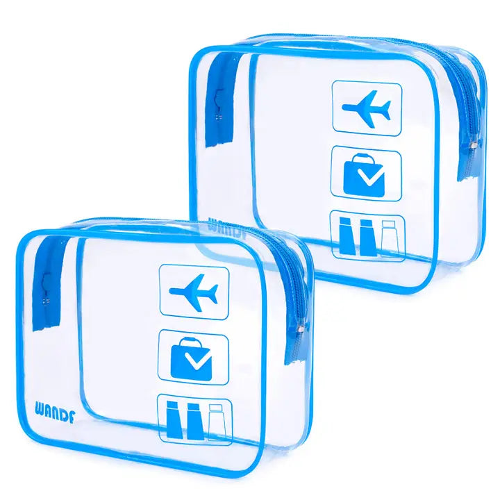 WANDF TSA Approved Clear 3-1-1 Toiletry/Cosmetic Bag- 1 Bag Navy Blue