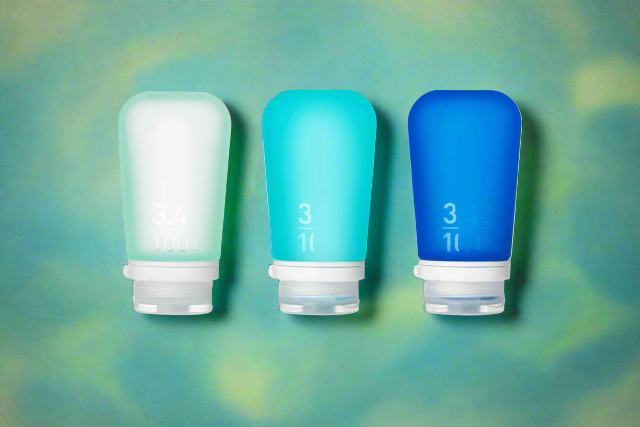 Humangear - 3.4 oz GoToob+ 3-Pack Silicone 3-1-1 Toiletry Bottles (LARGE) Ocean