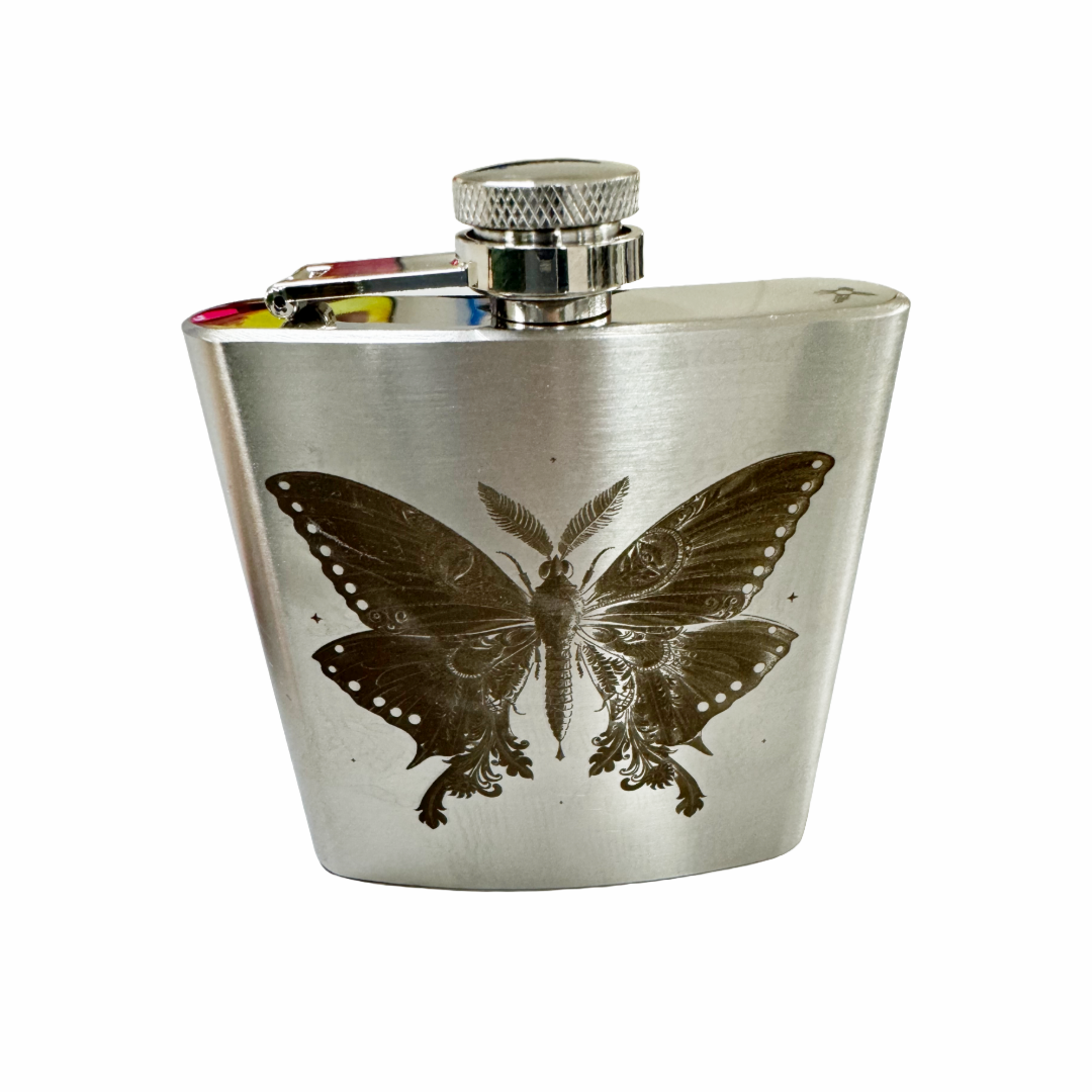 Luggage Lab Stainless Steel Hip Flasks- 6 oz. Butterfly