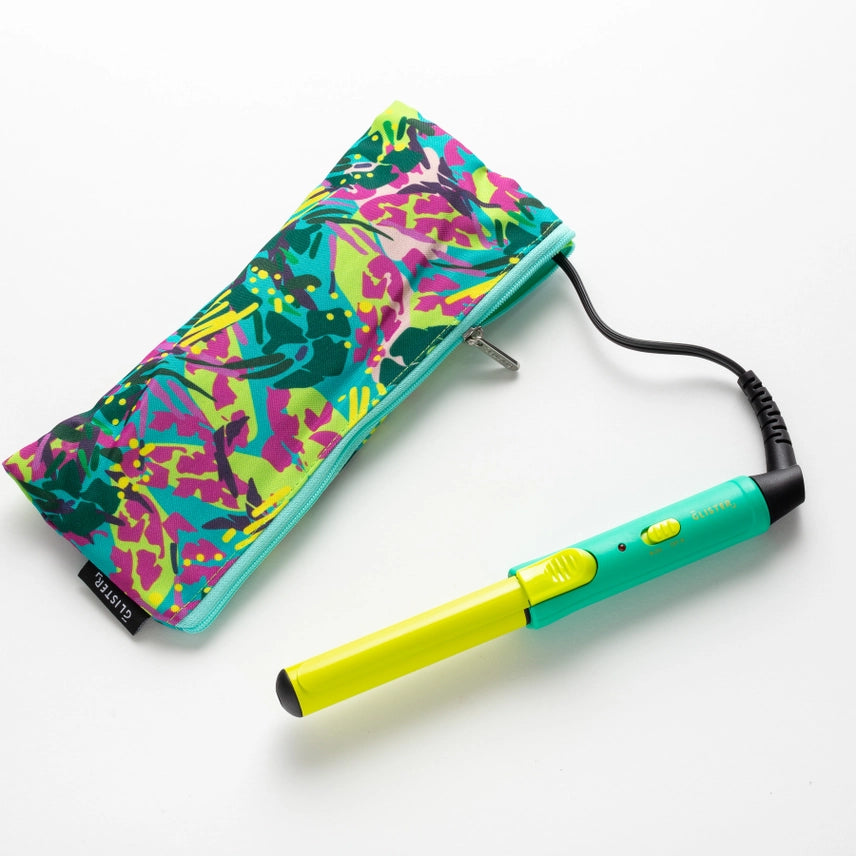 Glister Dual Voltage Travel Curling Iron with Carrying Pouch Lemonade