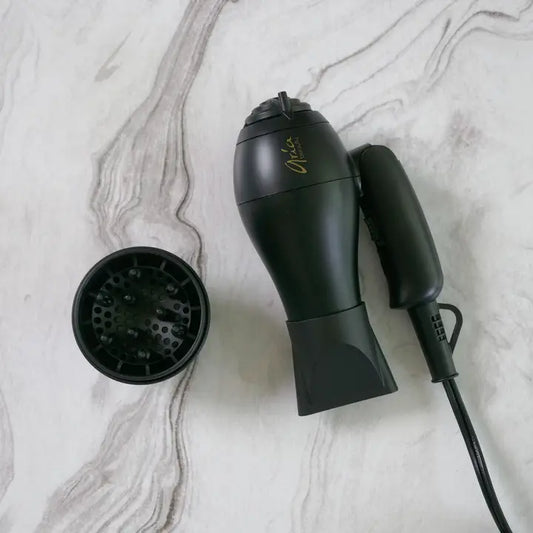 Aria Beauty Black Mini Folding Dryer - Dual Voltage Black
