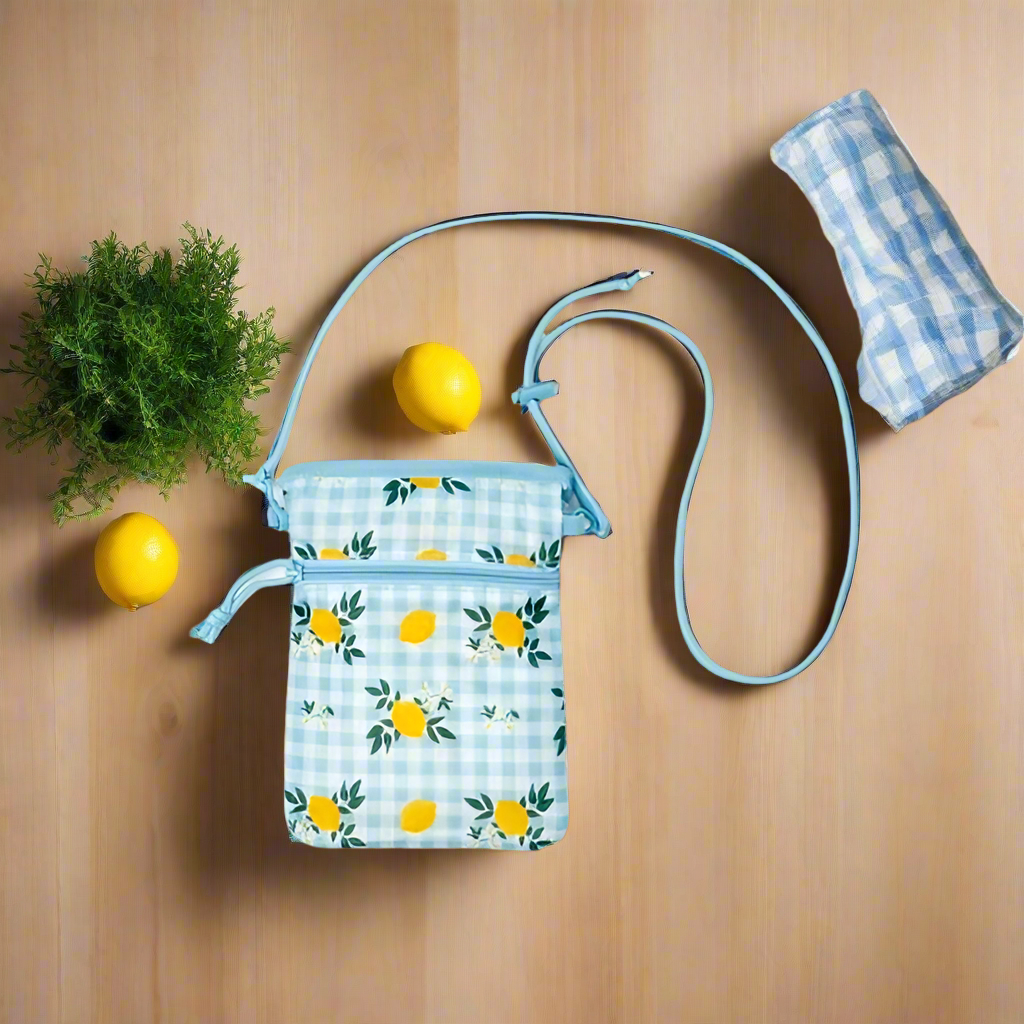 Crush Off the Market Expandable & Packable Shopping Crossbody/Tote Blue Lemon