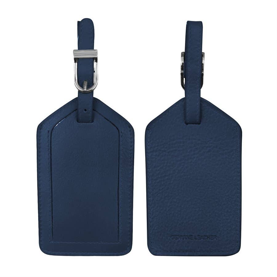 ili New York - Leather Luggage Tag- 6422 Classic Navy