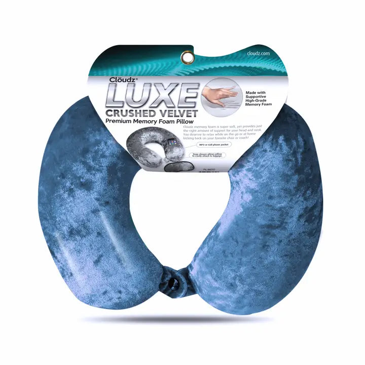 Cloudz Luxe Crushed Velvet Memory Foam Travel Pillow