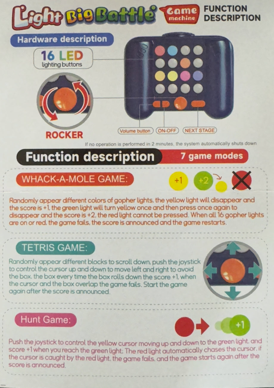 TENDCCY Light Big Battle Game Machine w/ Silicone Buttons (batteries not included)