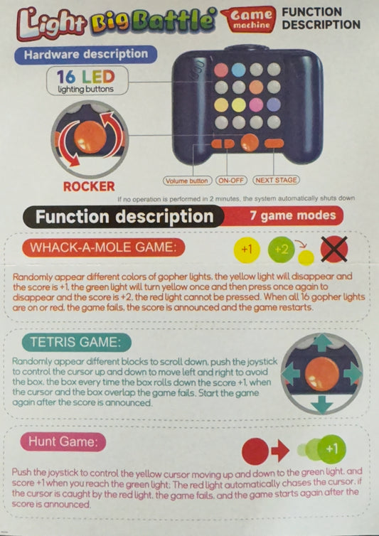 TENDCCY Light Big Battle Game Machine w/ Silicone Buttons (batteries not included)