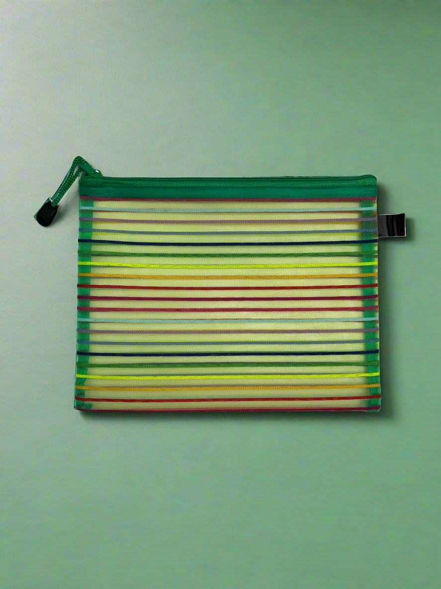 Mesh Striped Travel Pouch- $4.99 Green