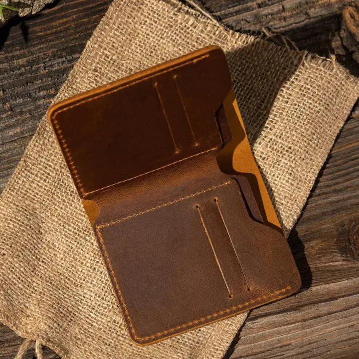 American Leather Goods- Genuine Leather Customizable Bifold Wallet