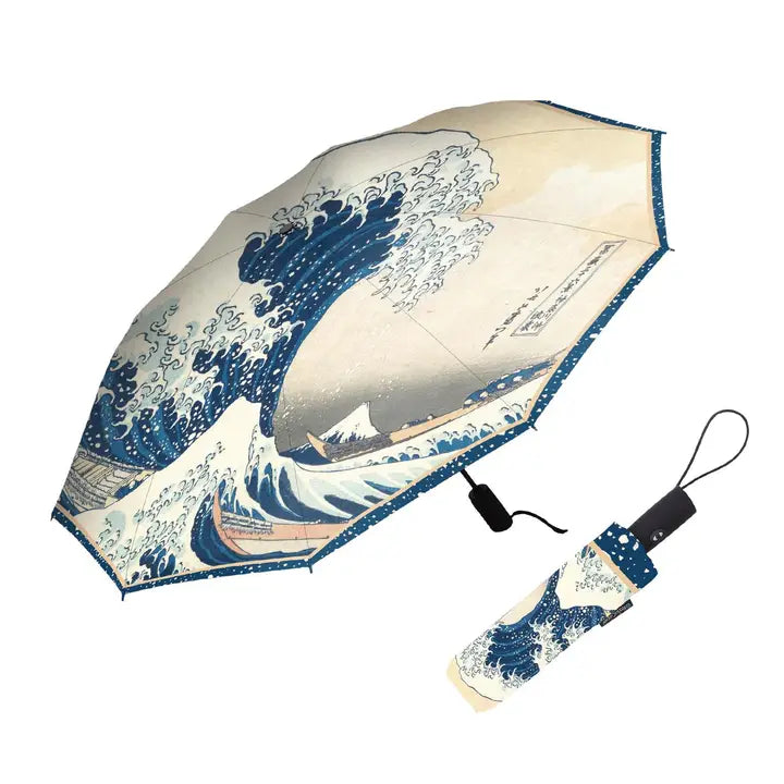 Raincaper Folding Travel Umbrella- $34.95 Hokusai "the Great Wave"