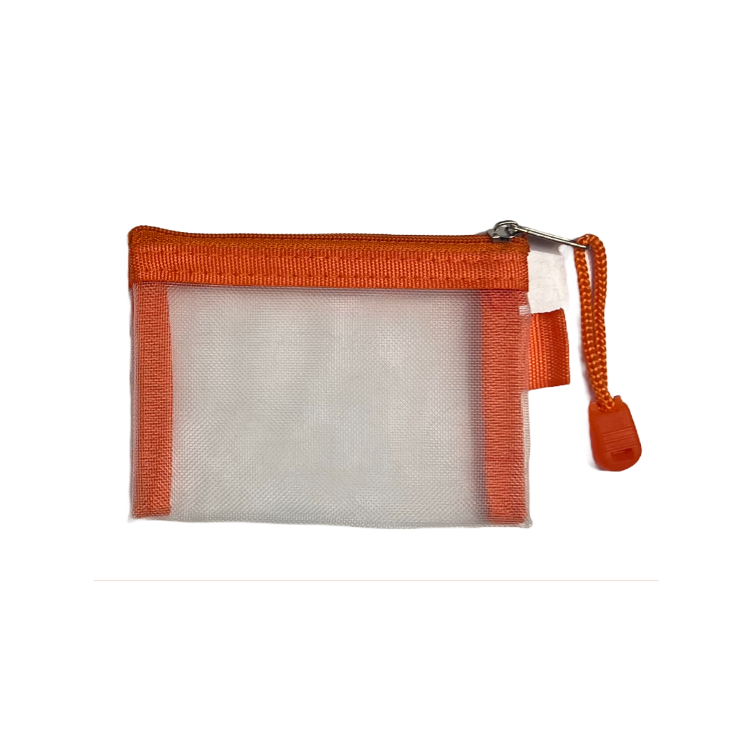 Small Mesh Zippered Pouch Orange