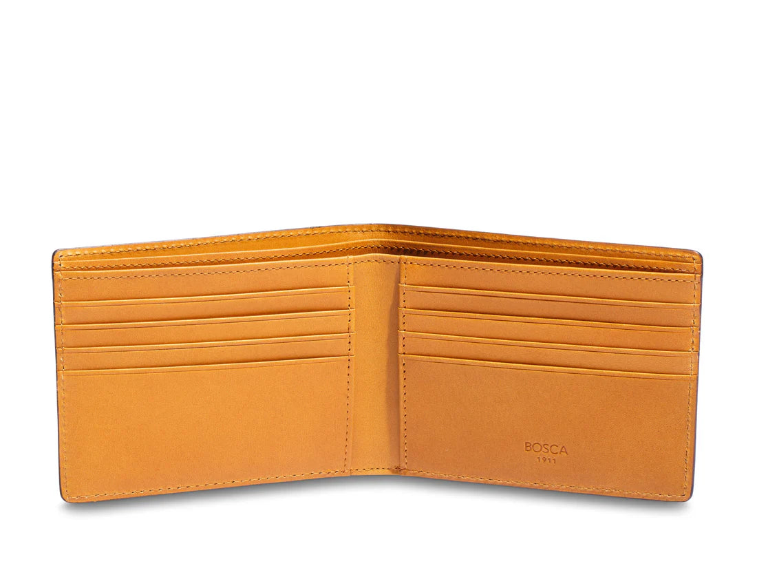 BOSCA BRITAN Leather 8 Pocket RFID Deluxe Executive Wallet Tan