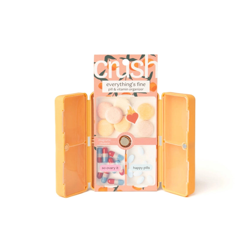 Crush Everything's Fine Pill & Vitamin Case Orange