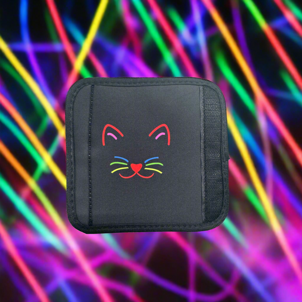 Large Luggage Handle Wrap/Identifier- 5.4 x 5.4 Neon Cat