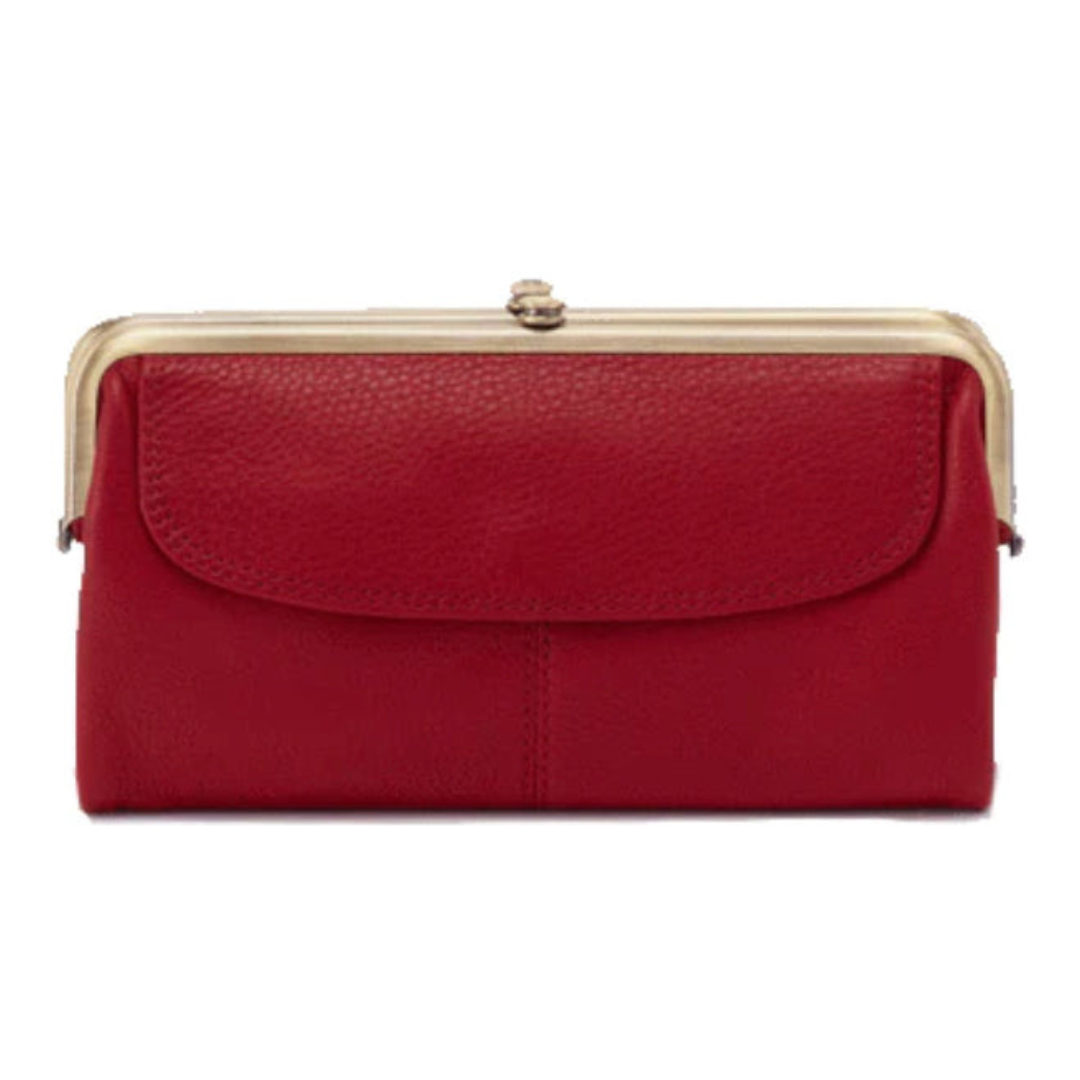 HOBO Leather Lauren Clutch Wallet SCARLET