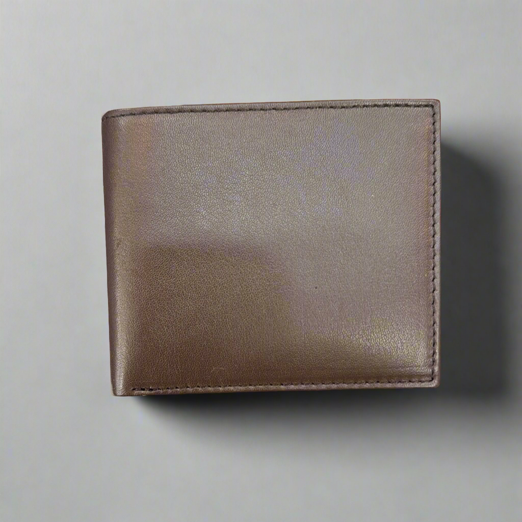 Leather Bifold with Extra Middle Flap Wallet Brown