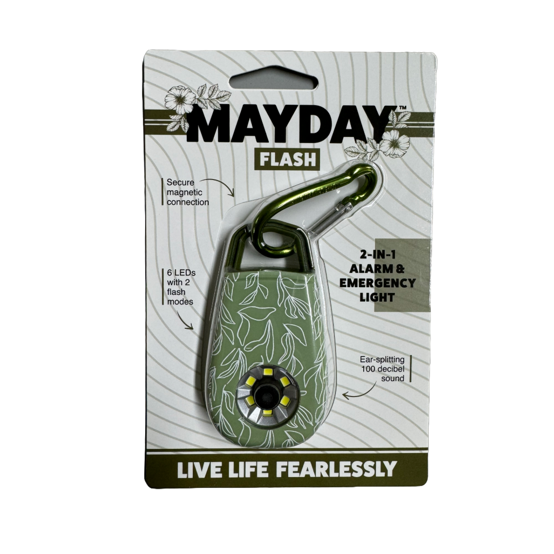Mayday Ultra Flash 2-in-1 Alarm & Emergency Light With Carabiner Clip Green Botanical