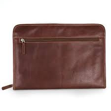 Classico Leather 3 Way Zippered Portfolio Brandy