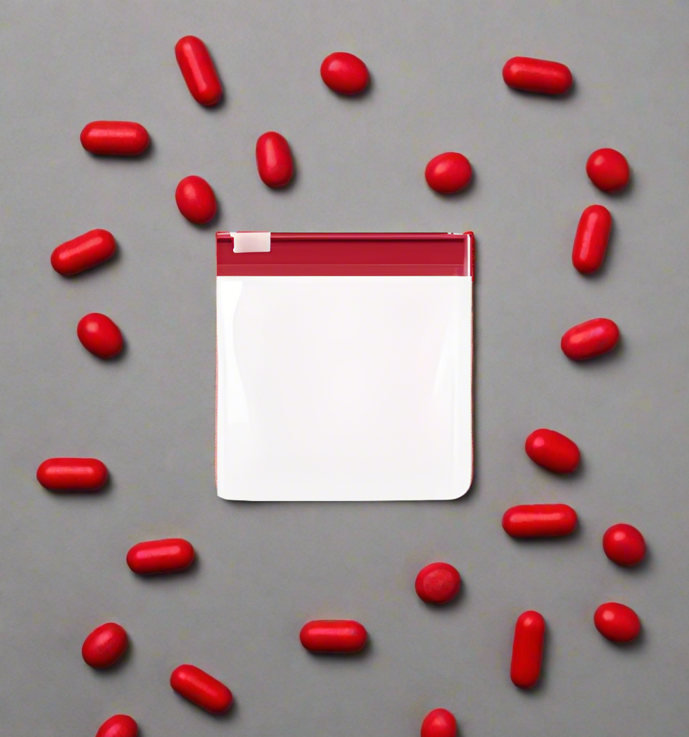 One Clear Pill Pouch - Assorted Red