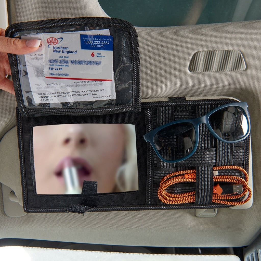 High Road Mirrored Vehicle Visor Organizer