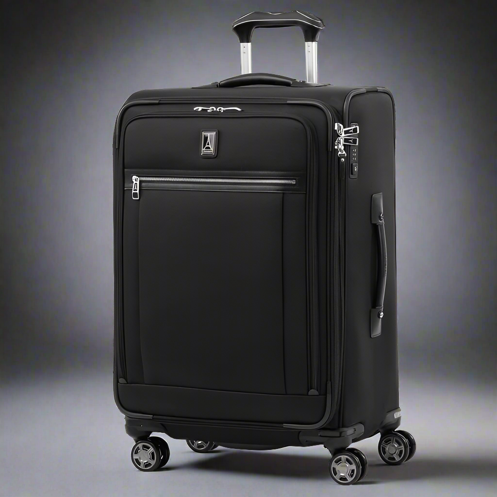Travelpro Platinum® Elite 25” Medium Checked Softsided Expandable Spinner- 4091865 Black