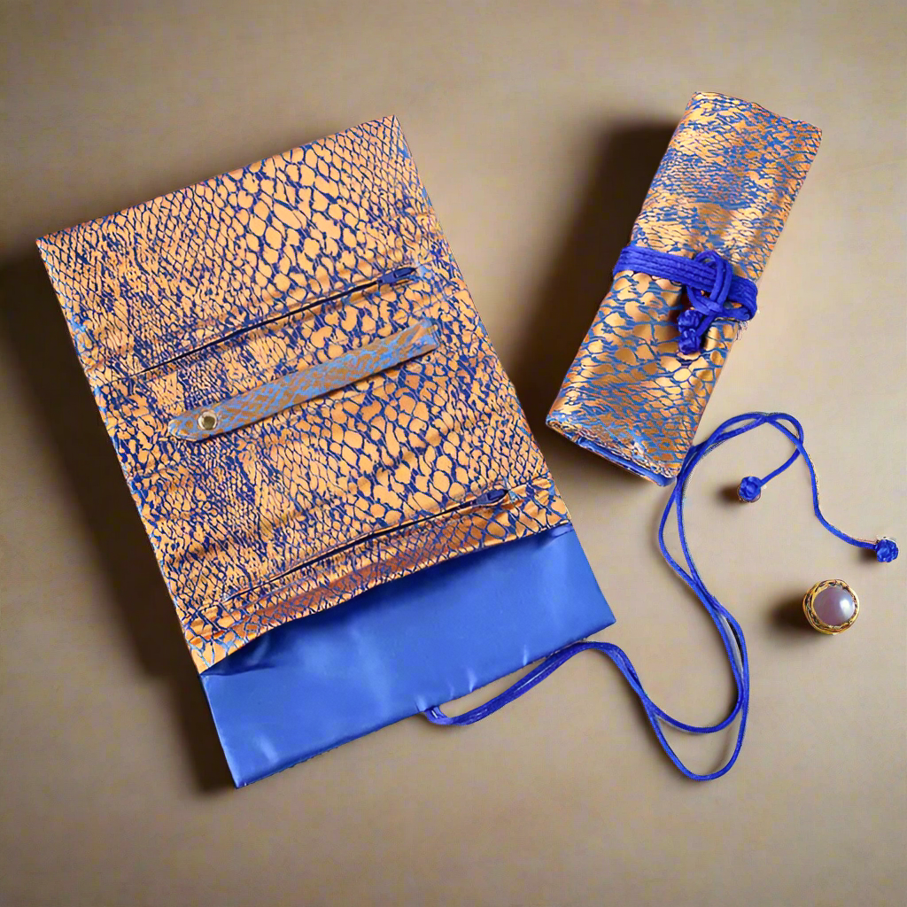 Cathayana Jewelry Rolls Animal Prints- Gold Blue