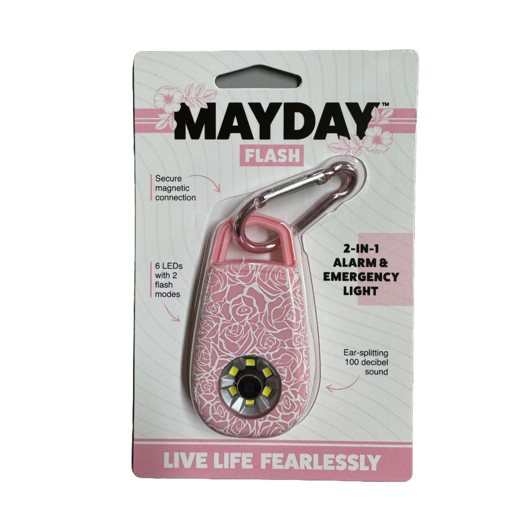 Mayday Ultra Flash 2-in-1 Alarm & Emergency Light With Carabiner Clip Pink Rose
