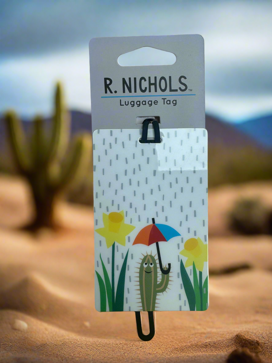 R. NICHOLS Placard Luggage Tag Cactus Rain