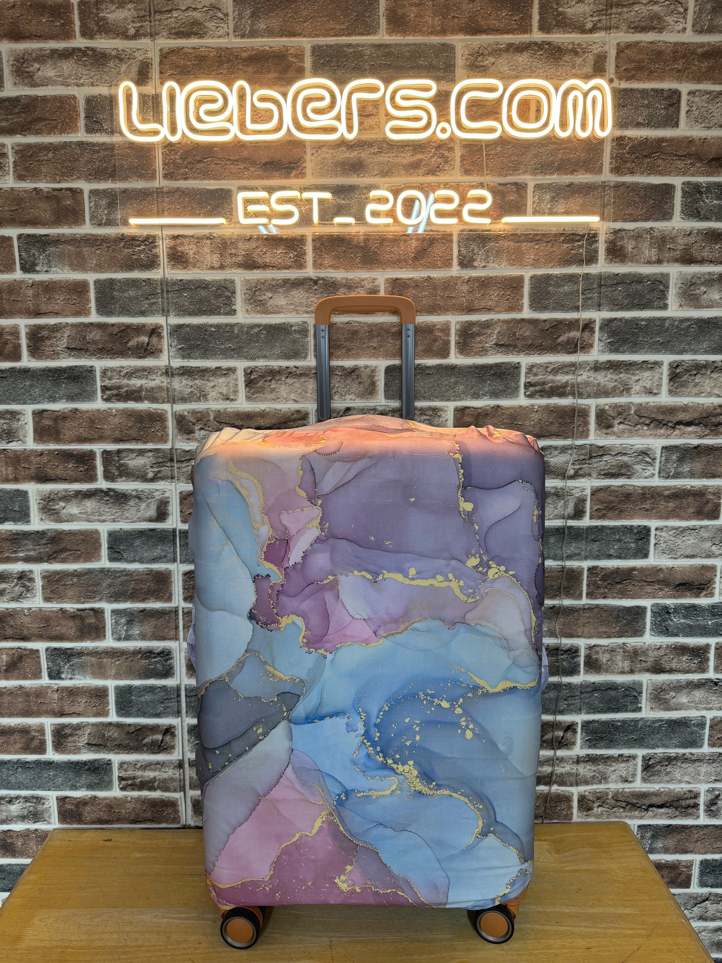 Luggage Cover Medium 26-28 inch Marble Blue & Purple