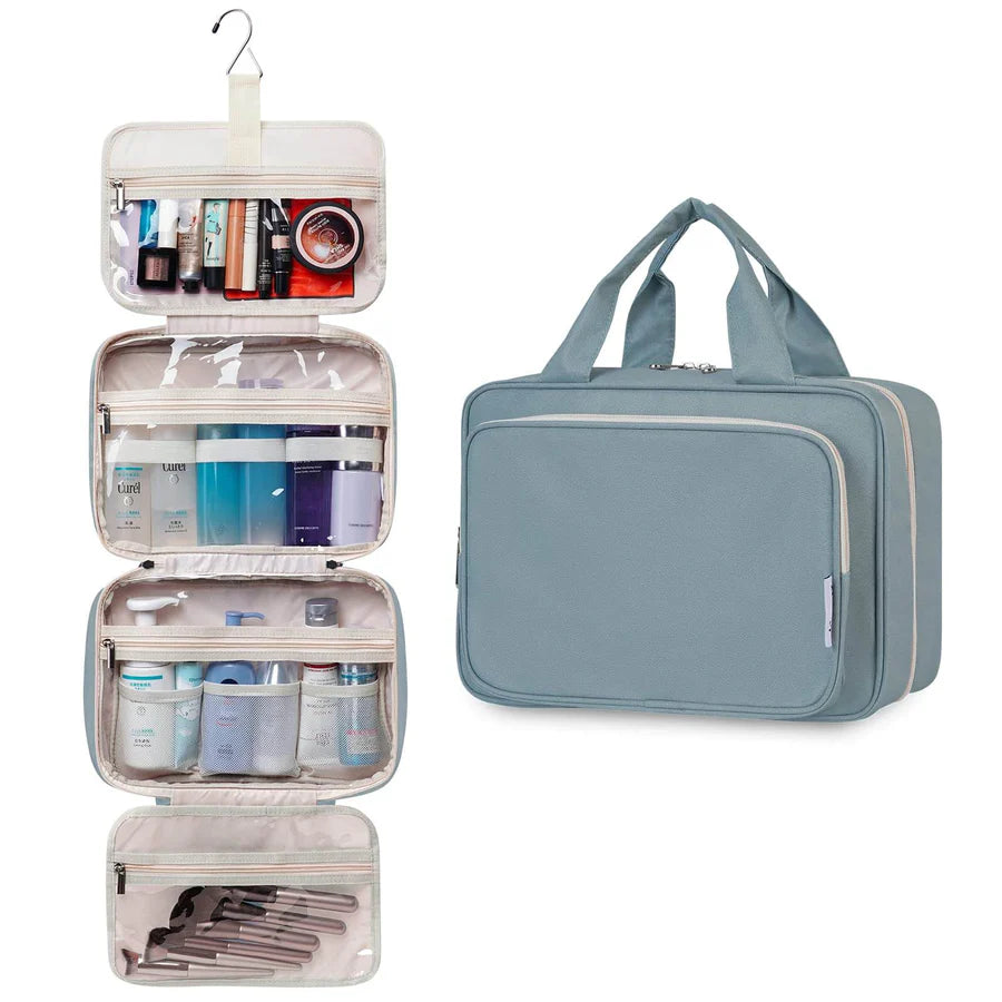 Narwey Large Hanging Toiletry/Cosmetic Bag Grey Blue