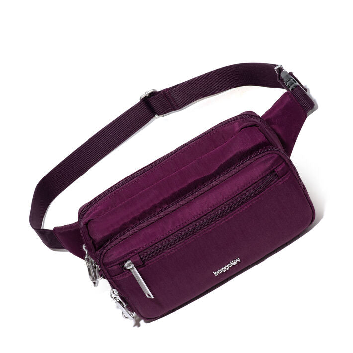 Baggallini Securtex Anti-Theft RFID Belt Bag Sling Mulberry