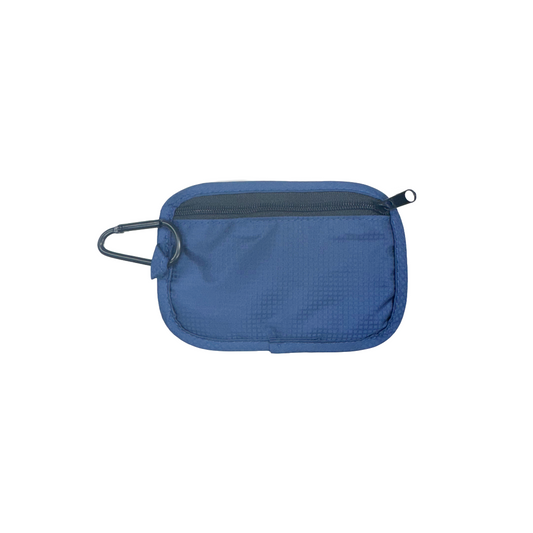 RFID Zippered Pouch With Carabiner Clip Navy