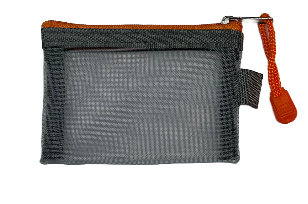 Small Mesh Zippered Pouch Grey