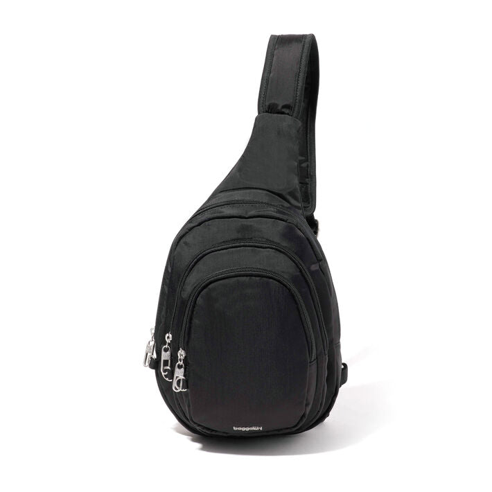 Baggallini Securetex Anti-Theft Multi Zip Sling Black